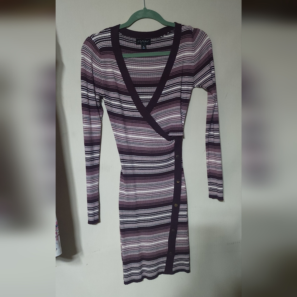 Say What? Purple Striped Long Sleeve Dress